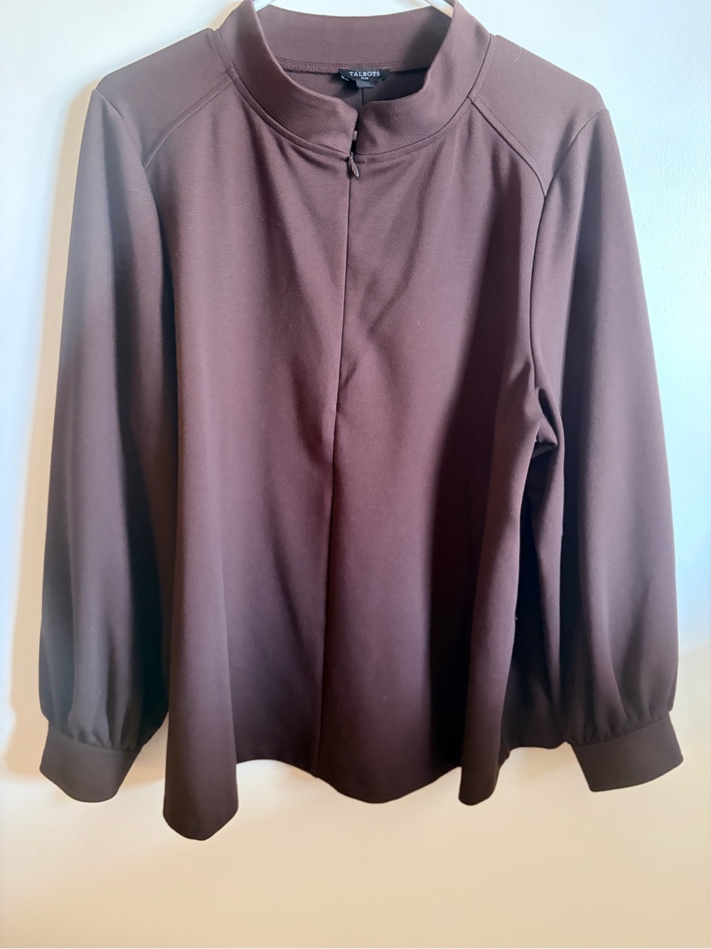 Talbots Chocolate Brown Mock-Neck Zip Front Jacket
